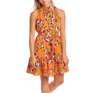 Sam Edelman High Neck A-Line Floral Dress NWT but missing belt